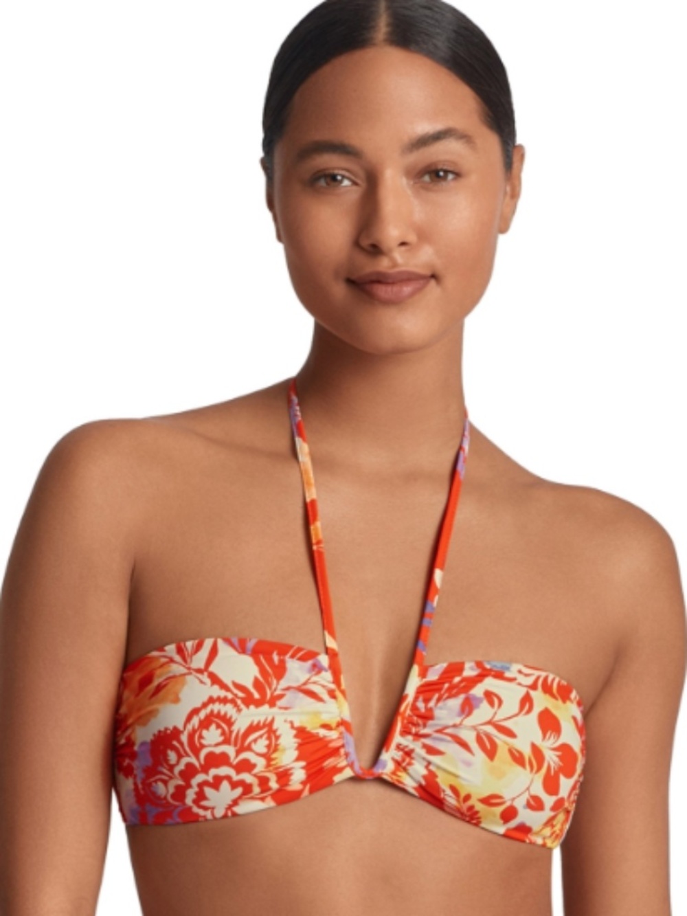 Lauren Ralph Lauren Women's Shirred U-Neck Bikini Top Swimsuit Size 8 11873